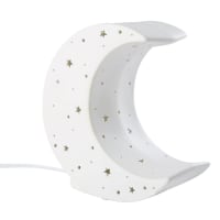 MOON - Lampe lune en porcelaine ajourée blanche