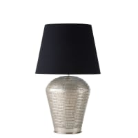 SILVER COAST - Lampe mit ziseliertem silberfarbenem Metallgestell und schwarzem Lampenschirm
