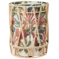 Laundry basket with tropical print in beige and khaki