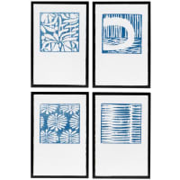 MARTHA - Leinwandbilder, blau und weiß, Set aus 4, 10x15cm