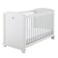 PASTEL - Letto bianco a sbarre con stampe di stelle per neonati 131 cm