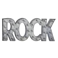 REBEL - Leucht-Schriftzug Rock aus Metall, aufgeweißtes Grau