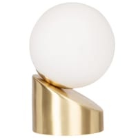 Light-up globe in white opaque glass and gold metal