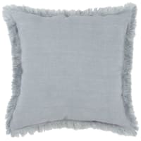 SAMBIN - Linen cushion cover with blue-grey fringing 40x40cm