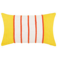 LINEA - Linnen kussenhoes met oranje, gele en ecru getufte strepen 30 x 50 cm