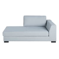 TERENCE - Longchair mit Bettkasten rechts für modulares Sofa, gletscherblau