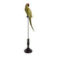 Loro verde con soporte de metal negro Loro verde con soporte de metal negro