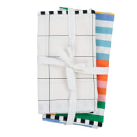 ALEXA - Lot de 2 torchons Lisa Gachet x Maisons du Monde, en coton noir, blanc et multicolore, 50x70