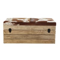 DENVER - Mango Wood and Cowhide 2-Seater Chest with Storage