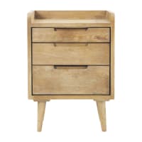 TROCADERO - Mango wood vintage bedside table with 3 drawers