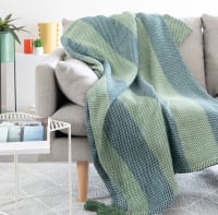 LOTA - Manta de algodón tejido en verde y azul 160 x 210