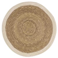 - Lote de 2 - Mantel individual redondo de yute blanco