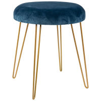 Marineblauer Hocker mit Füßen aus goldfarbenem Metall Marineblauer Hocker mit Füßen aus goldfarbenem Metall