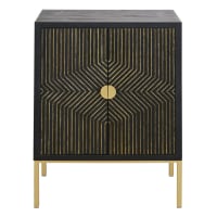 CLAPHAM - Matte black sideboard with 2 doors and gold-coloured engraving