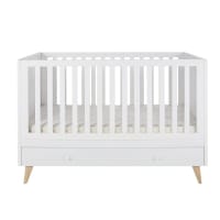 LILA - Matte White Extendable Cot with Bars in Pine and Beech W146