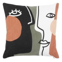 GRISELDIS - Meerkleurige biokatoenen kussenhoes met textuur 40 x 40 cm