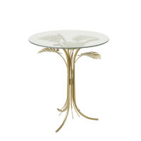 Mesa auxiliar de cristal y metal dorado Mesa auxiliar de cristal y metal dorado