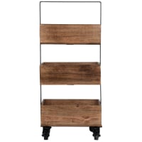 DARA - Mesa auxiliar de madera de mango macizo y metal negro