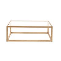 BETSY - Mesa de centro de madeira de carvalho maciça e vidro