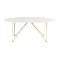 Mesa de comedor para 4/6 personas de mármol blanco y hierro dorado An.200 Mesa de comedor para 4/6 personas de mármol blanco y hierro dorado An.200
