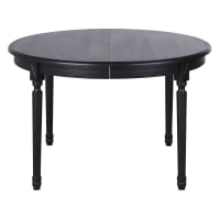 LOUIS - Mesa de comedor redonda extensible negra para 6/8 personas, 120/200 cm