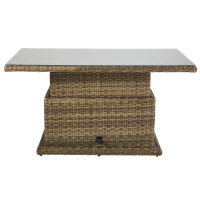 Mesa de jardín ajustable de resina y cristal para 6 personas L.155 Mesa de jardín ajustable de resina y cristal para 6 personas L.155
