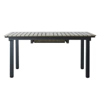 ESCALE - Mesa de jardín de material compuesto imitación de madera y aluminio gris L. 213 cm