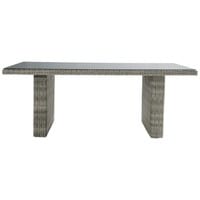 Mesa de jardín de vidrio templado y resina trenzada gris L. 200 cm Mesa de jardín de vidrio templado y resina trenzada gris L. 200 cm