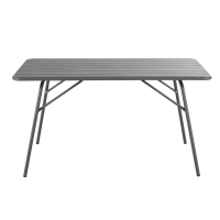 GIBSTON - Mesa de jardín plegable de acero gris antracita para 6 personas, L. 140