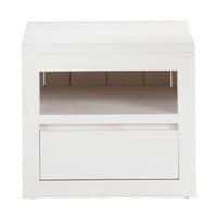 Mesita de noche con cajón de madera maciza blanca 40 cm de largo Mesita de noche con cajón de madera maciza blanca 40 cm de largo