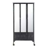 Metal industrial closet on castors in black Metal industrial closet on castors in black