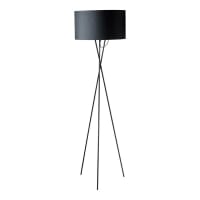 CARLA - Metal Tripod Floor Lamp with Black Cotton Lampshade H154