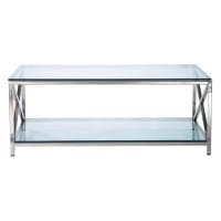 HELSINKI - Metalen en glazen salontafel L110