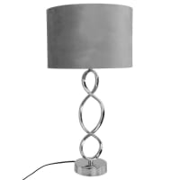COLUMBIA - Metalen lamp met grijze fluwelen lampenkap