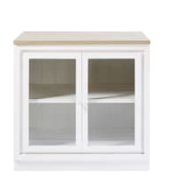 EMBRUN - Meuble bas de cuisine 2 portes vitré blanc