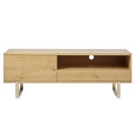 Meuble TV 1 porte et pieds en métal coloris laiton Meuble TV 1 porte et pieds en métal coloris laiton