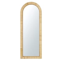 AMARA - Miroir arrondi en rotin beige 62x165