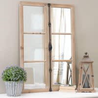 Miroir fenêtre en bois et métal noir H 120 cm VAUCLUSE Miroir fenêtre en bois et métal noir H 120 cm VAUCLUSE