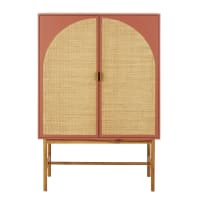 TARIFA - Mobiletto portaoggetti a 2 ante color terracotta in rattan