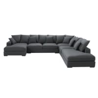 LOFT - Modulare Ecksofa 7-Sitzer aus Baumwolle, grau
