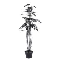 Monstera-Pflanze aus schwarzem Metall, H152cm