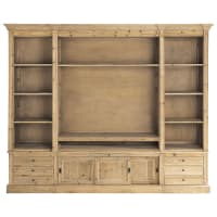 PASSY - Móvel de TV-biblioteca de madeira de pinho maciça reciclada