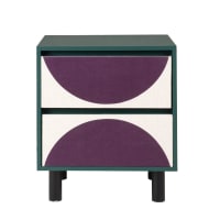 MIRNA - Mueble pequeño con 2 cajones en verde, beige y violeta