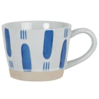 MACANY - Lot de 2 - Mug en grès écru motifs bleu marine
