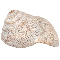 GRAVE - Muschel aus beigem Polyharz mit weißen Motiven, H14cm