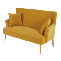LEON - Mustard Yellow 2-Seater Velvet Sofa