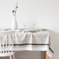 Nappe en coton tissé jacquard à rayures 150x350 Nappe en coton tissé jacquard à rayures 150x350