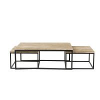 LONG ISLAND - Nest of 3 Solid Fir and Metal Industrial Coffee Tables