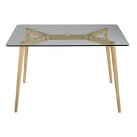 MIRAGE - Oak and glass dining table L 120