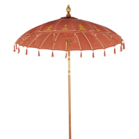UBUD - Ombrelle en coton terracotta motifs dorés